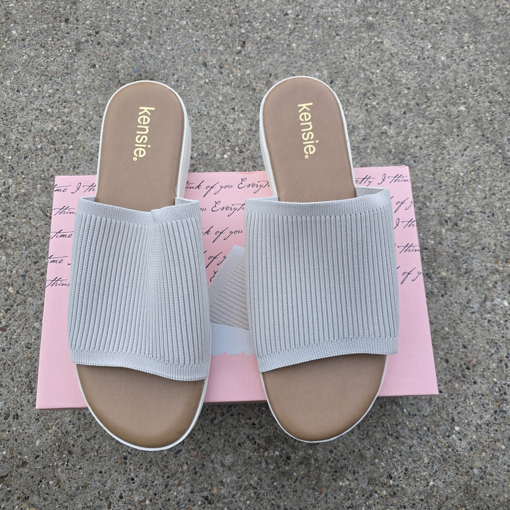 Kensie Women's Gray Slide Size 10 Sandals
